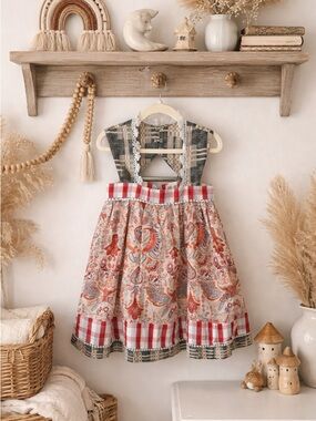 Jak & Peppar Girls' Red Paisley Patchwork Dress